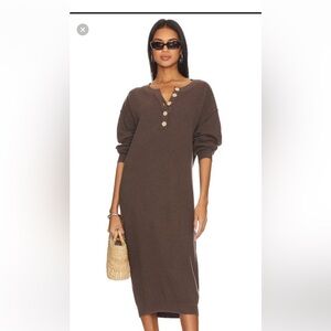 Free People Hailee Midi Sweater Dress Chocolate color